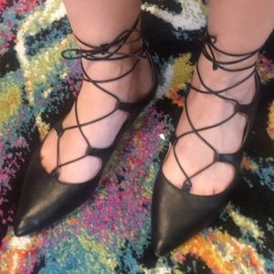 Black Lace Up Flats
